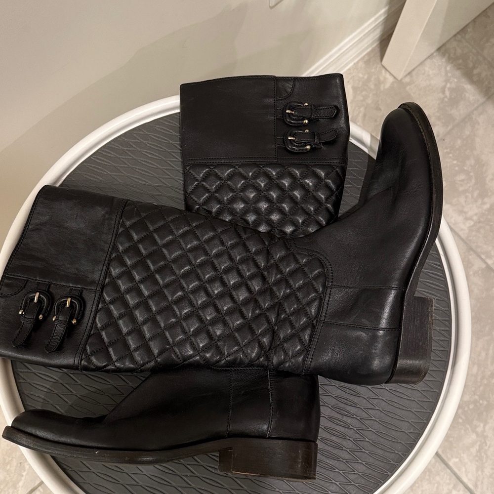 Burberry Quilted Full Leather Zip-Up Riding Boots size 37 - Picture 5 of 5
